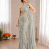 BDB 82 Crepe Silk Embroidery Work Ready To Wear Saree Exporter in India