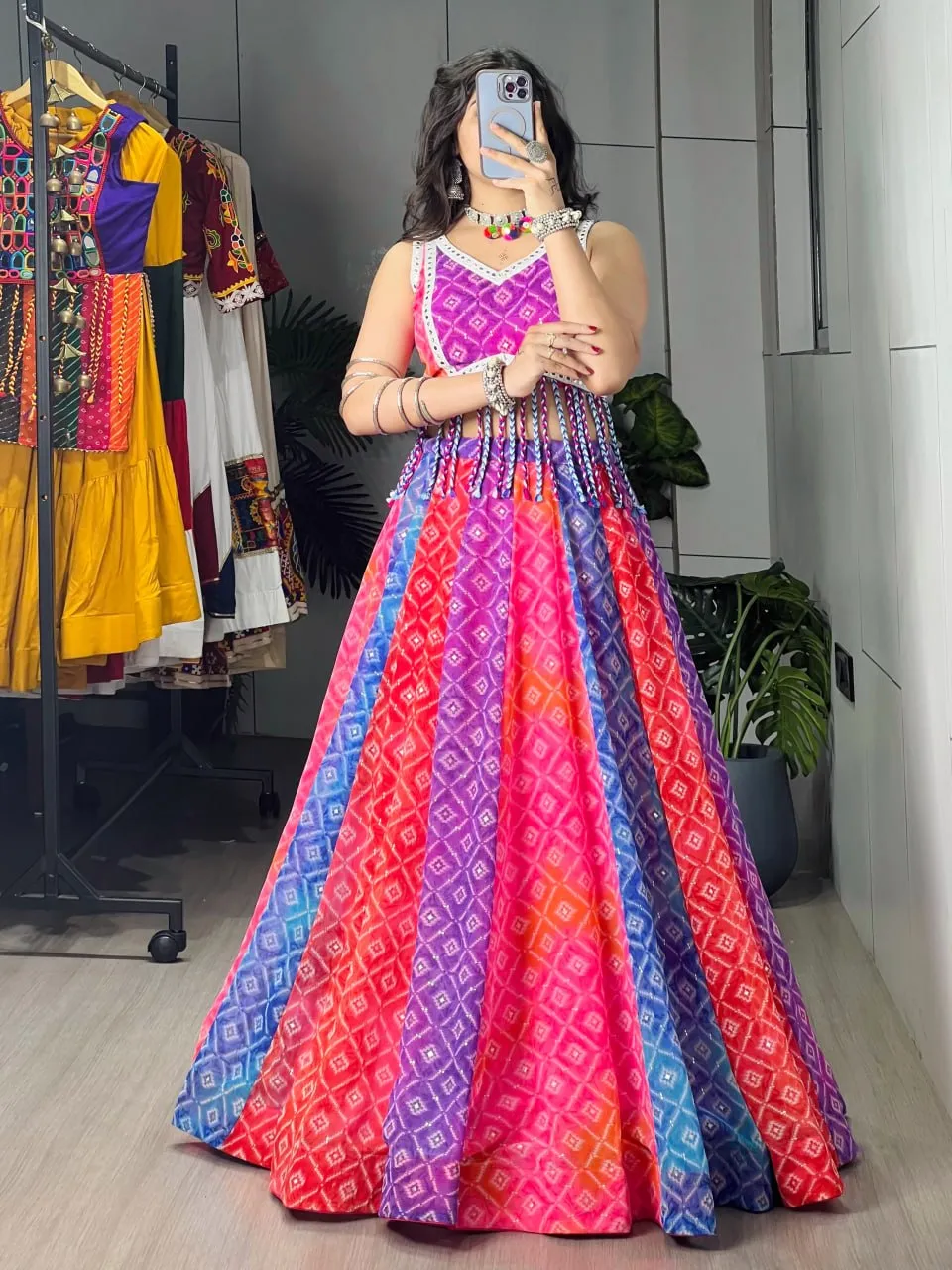 WMT 7709 Tara Printed Kali Work Navratri Garba Chaniya Choli