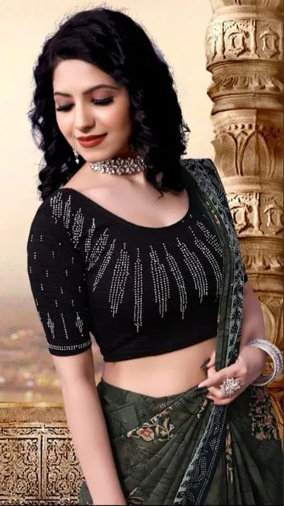Dipti Imported Fabric Designer Swarovski Work Stretchable Blouse Collection