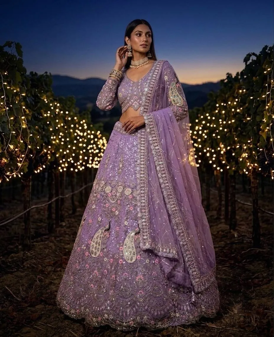 SBD 1676 Lavender Net Sequence Work Party Wear Lehenga Choli