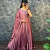 RRD Satin Chiffon Embroidery Work Wedding Wear Gown With Dupatta Set