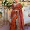 Kiara Shivangee Fendy Satin Silk Embroidery Wedding Saree in India