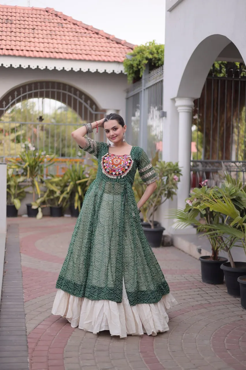 Moni 1266 Georgette Bandhani Printed Work Navratri Long Kurti Skirt