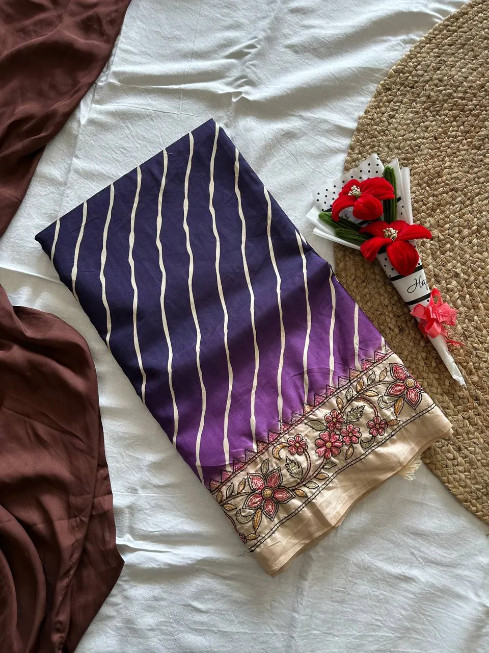 MHV Mouni Silk Hand Loom Printed Work Daily Wear Saree