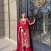 C585 1487 Chinon Embroidery Work Wedding Sharara Suit With Dupatta