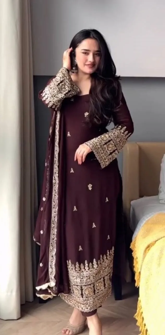 Deepika 1548 Georgette Thread Sequence Work Festival Readymade Dress