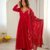 Sabina 5025 Mirror Khatli Work Designer Anarkali Gown Pant Dupatta Set