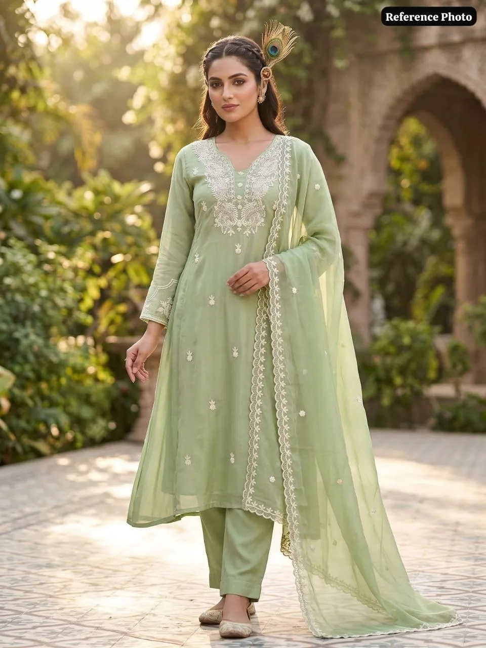 KR 418 Mul Chanderi Embroidery Office Wear Readymade Dress