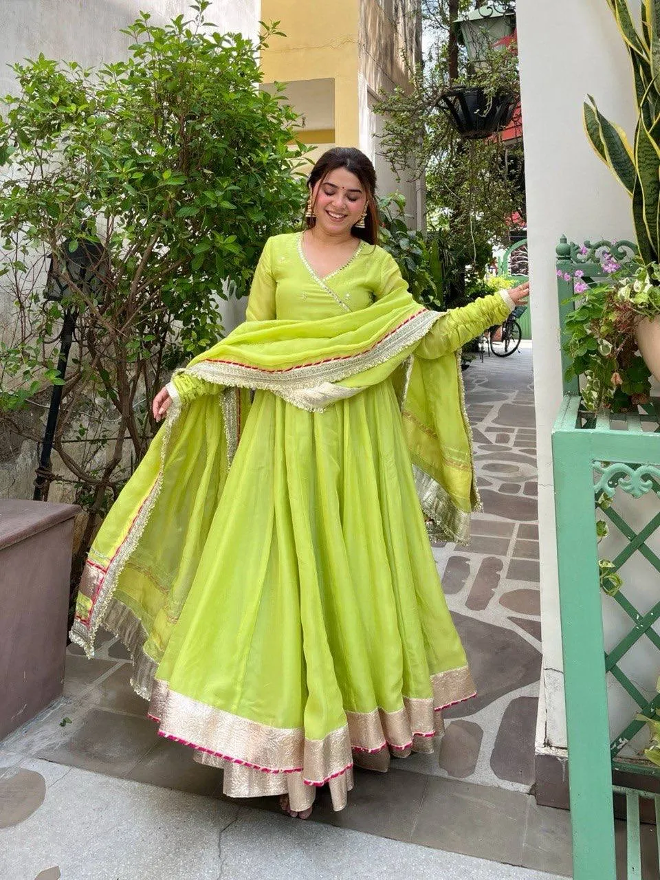 Deepika 6048 Tabby Organza Silk Mirror Hand Work Wedding Anarkali Gown