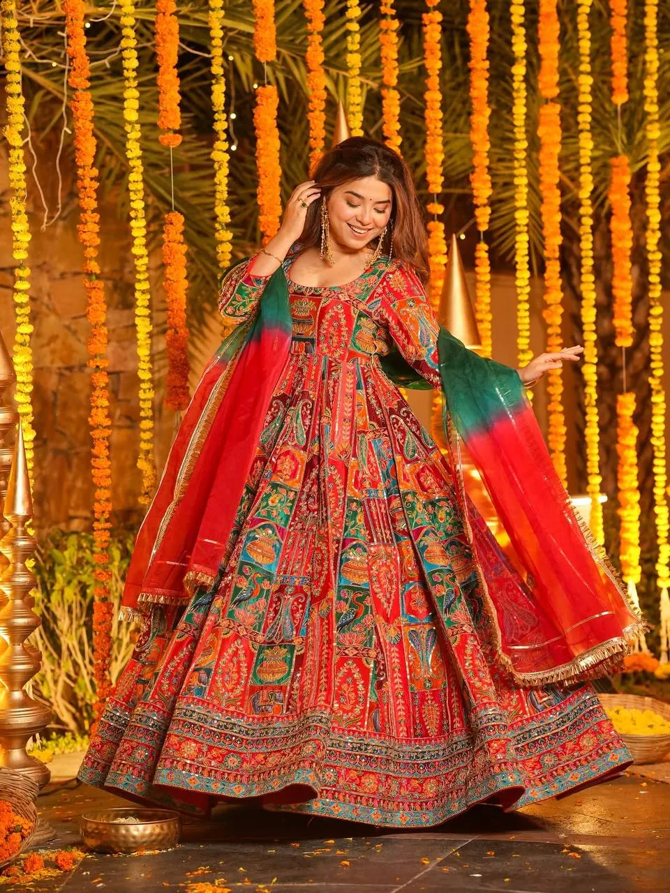 STD 6131 Pure Crepe Embroidery Festival Maxi Gown Supplier in Surat
