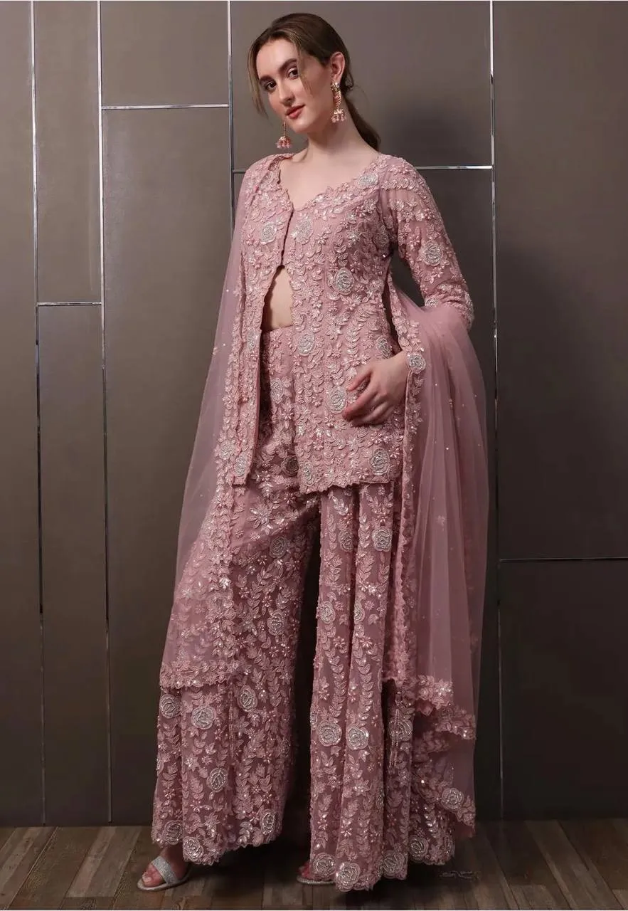 Deepika 5945 Faux Georgette sequence moti Work Wedding Wear Top Bottom with Duppata
