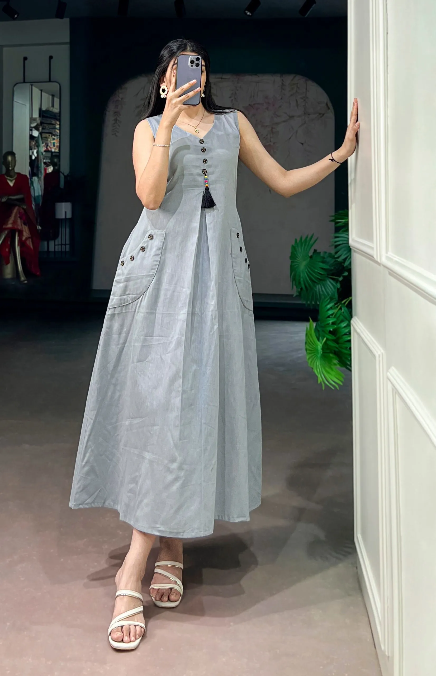 WMN 4518 Khadi Cotton Office Wear Readymade Dress For women