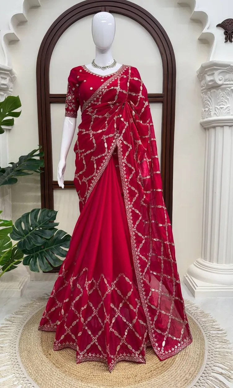 Deepika 634 Fandy Silk Thread Work Wedding Wear Saree for Women