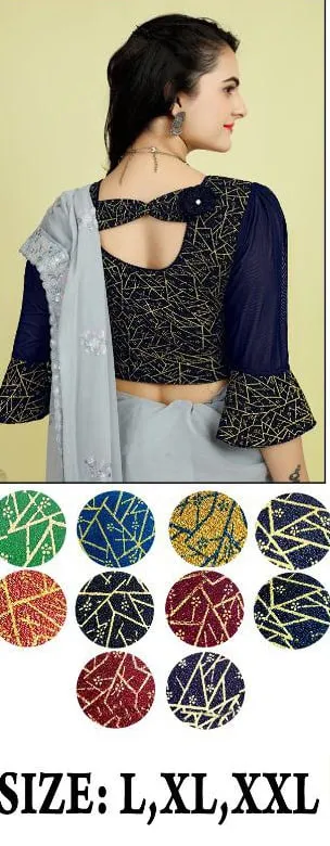 Buy Ishna Intricate Golden Geometric Pattern Stylish Stretchable Big Size Blouse 2026
