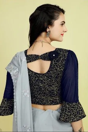 Buy Ishna Intricate Golden Geometric Pattern Stylish Stretchable Big Size Blouse 2026