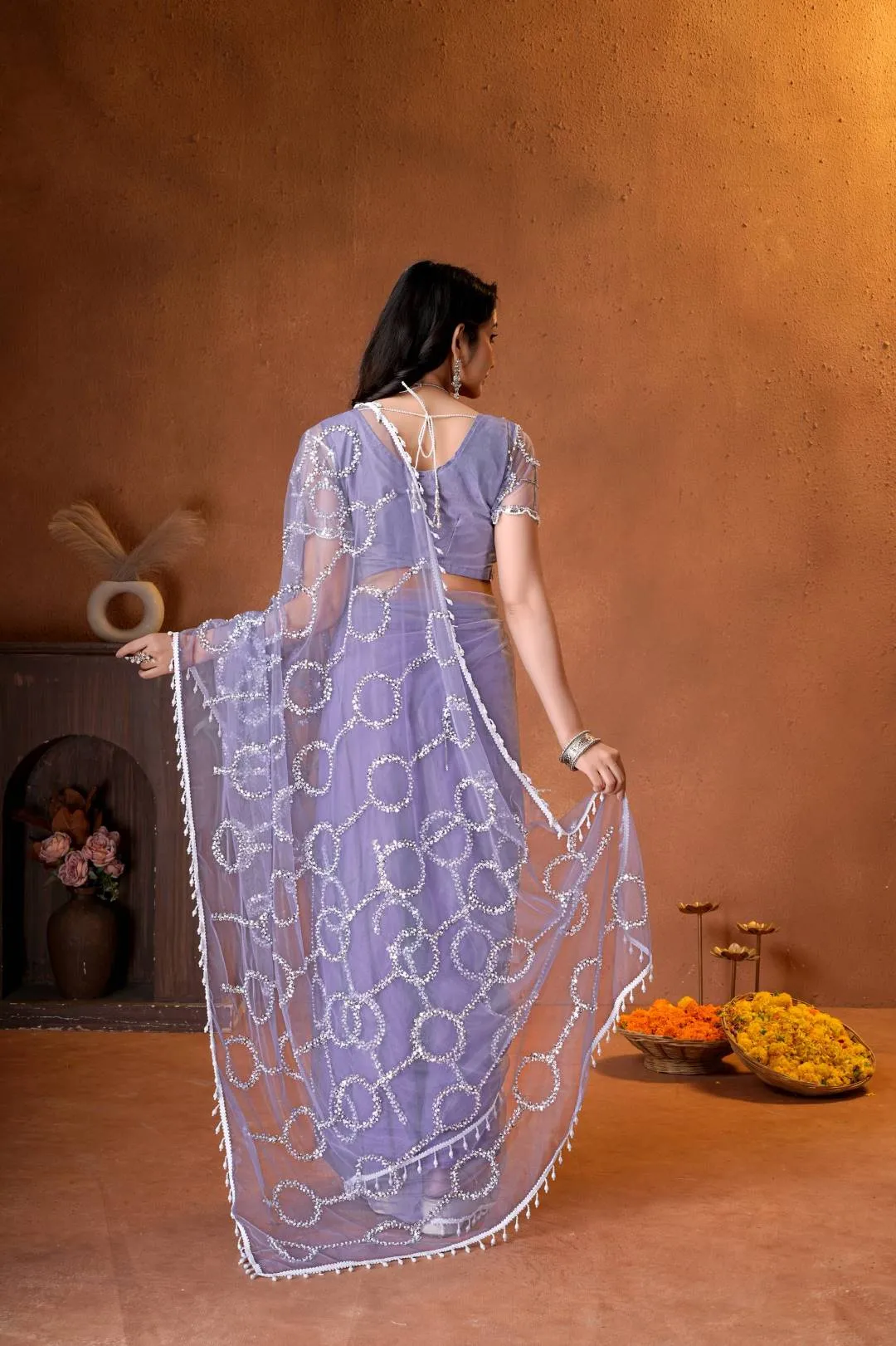 Buy DKT 5177 Net Embroidery Party Wear Saree Exporter in India 2026