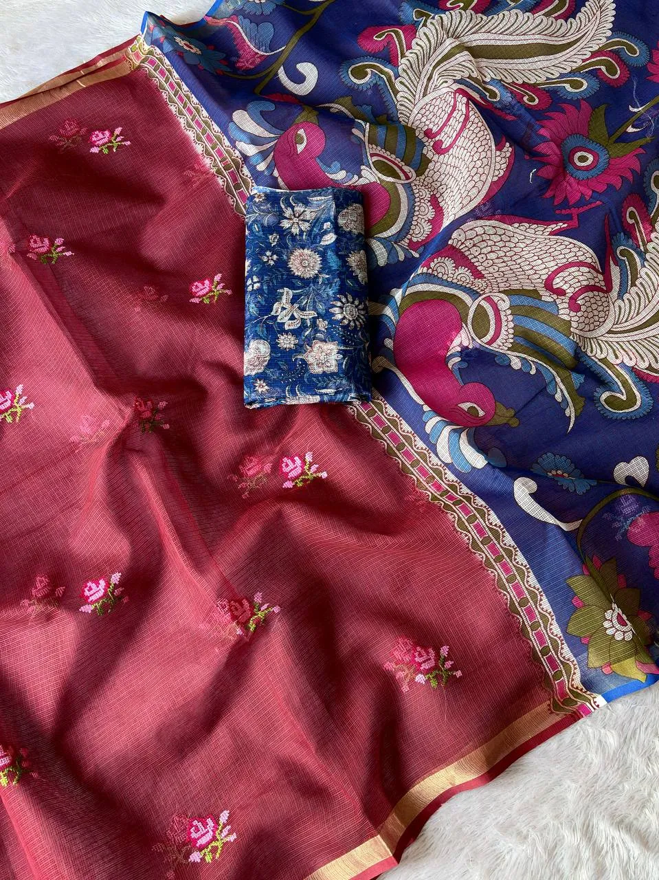 Launching MHV Kalamkari Dori Kota doriya Printed Embroidery Saree 2026