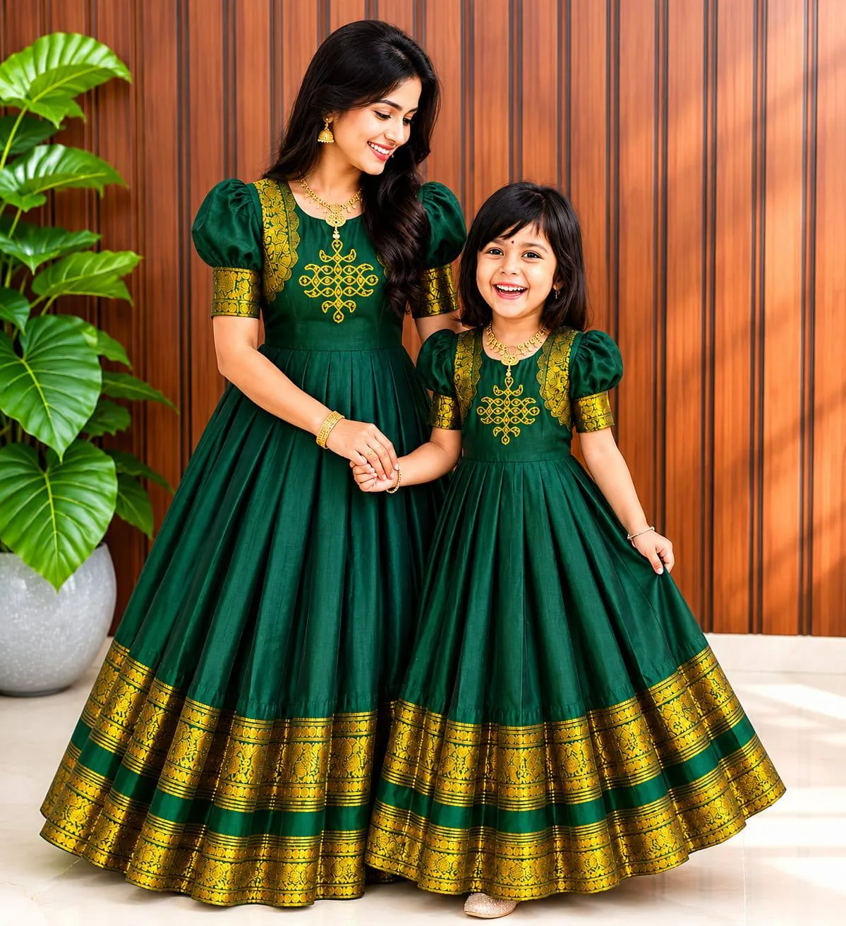 Stylish Pari Cotton Silk Weaving Work Mother Daughter Combo South Style Collection 2026