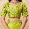 Stylish Kiara Bijali Paper Silk Yellow Green Party Wear Saree Exporters in India 2026