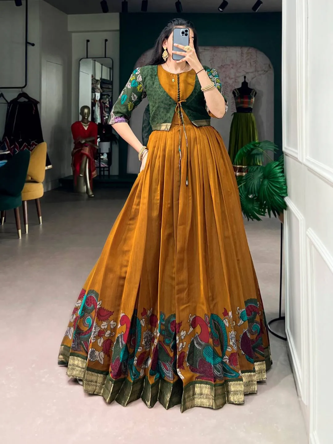 Launching WMN 5014 Chanderi Zari Weaving Work Festive Gown Wholesale 2026