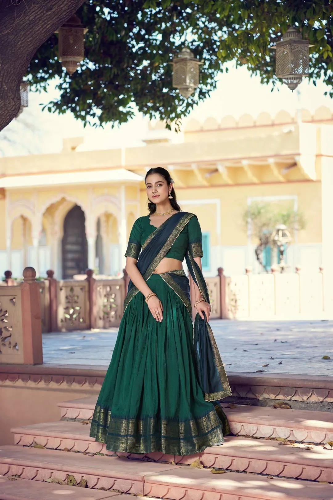 WMN 1911 Cotton Zari Work Trending South Style Lehenga Saree