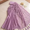 Launching RGS Lavender Grace Satin Silk Embroidery Net Work Saree 2026