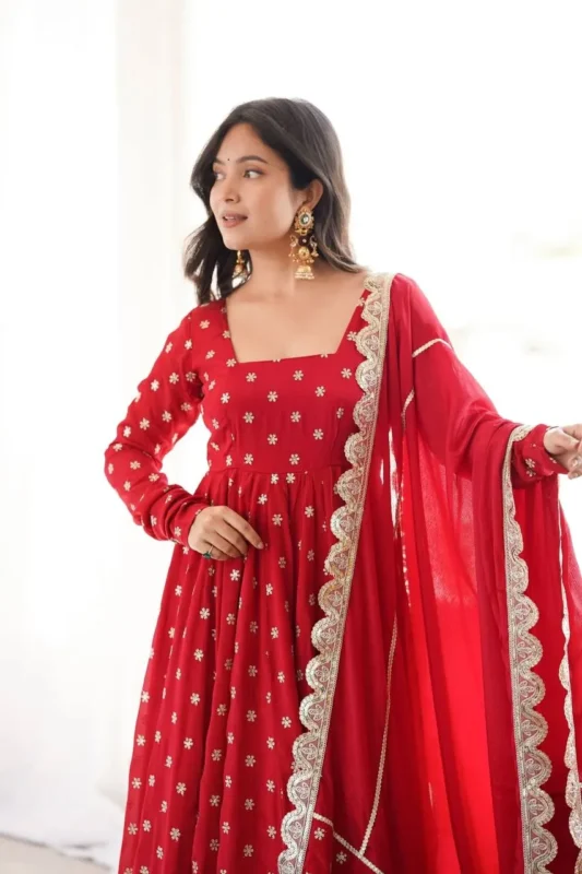 Launching Deepika 1630 Chinon Silk Thread Sequence Work Anarkali Gown Pant Dupatta 2026