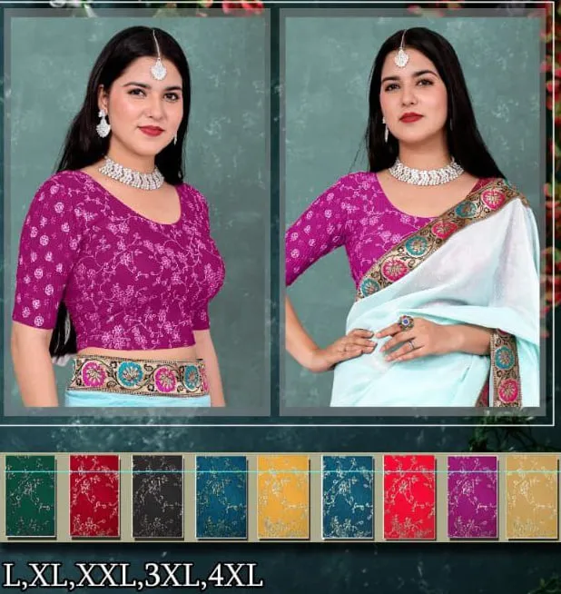 Latest Tanvi Korean Crushed Hand Work Stretchable Big Size Blouse 2026