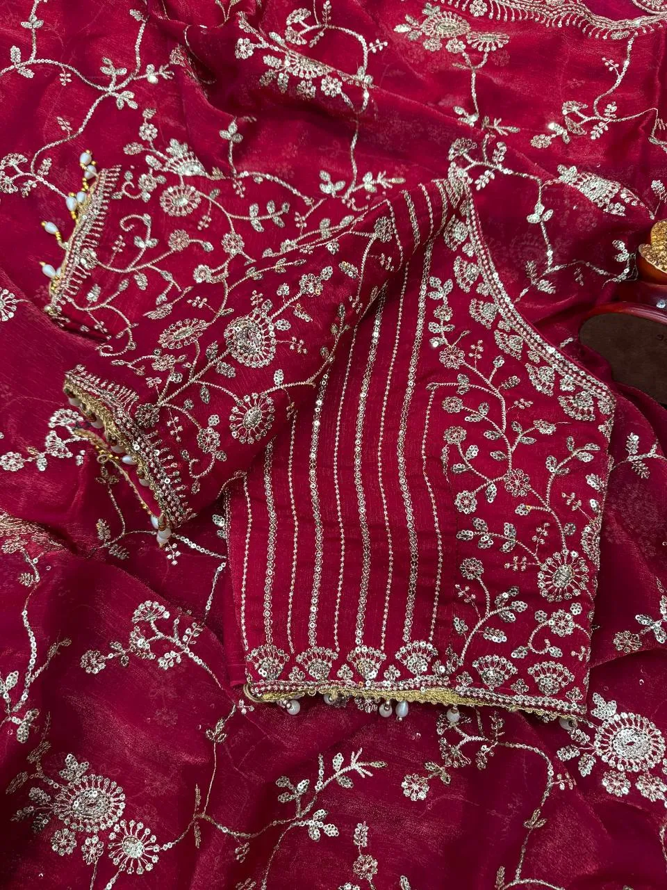 SS1010 5593 Fandy Chiffon Sequence Work Designer Saree Collection