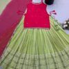 STD 6123 Vichitra Silk Zari Embroidery Work Wedding Kurti Skirt Dupatta