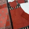 ATQ Jaipuri Cotton Hand Work Jacket Style Gown Pant Dupatta Set
