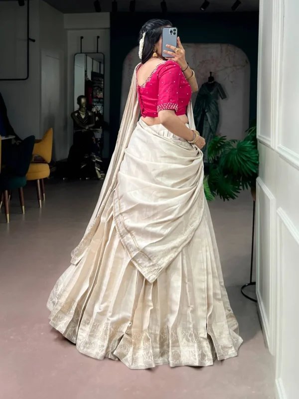 Launching WMN 2043 Onakkodi Kanjivaram Zari Weaving Work South Style Lehenga Saree 2026
