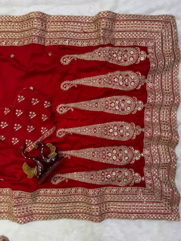 Beautiful SS1010 5606 Vichitra Silk Sequence Embroidery Work Red Wedding Saree 2026