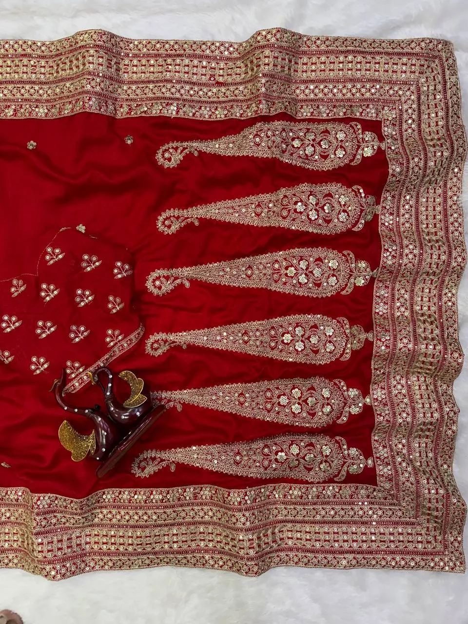 Beautiful SS1010 5606 Vichitra Silk Sequence Embroidery Work Red Wedding Saree 2026