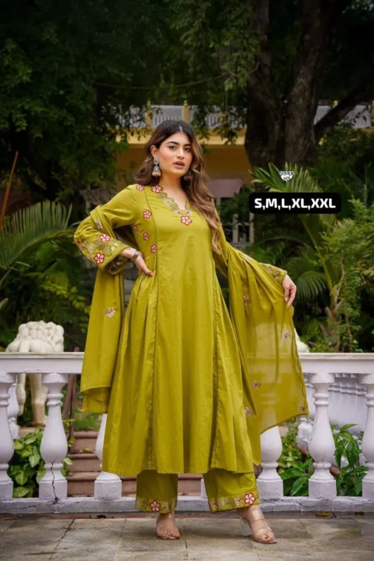 Launching Laxmy Chanderi Silk Embroidery Work Festival Readymade Dress 2026