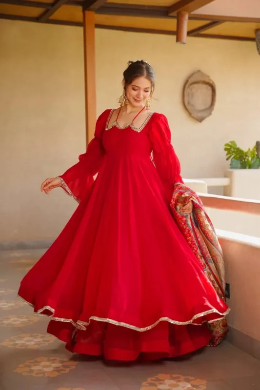 Stylish Deepika 6045 Tabby Silk Mirror Work Fancy Anarkali Gown Sharara With Dupatta Set 2026