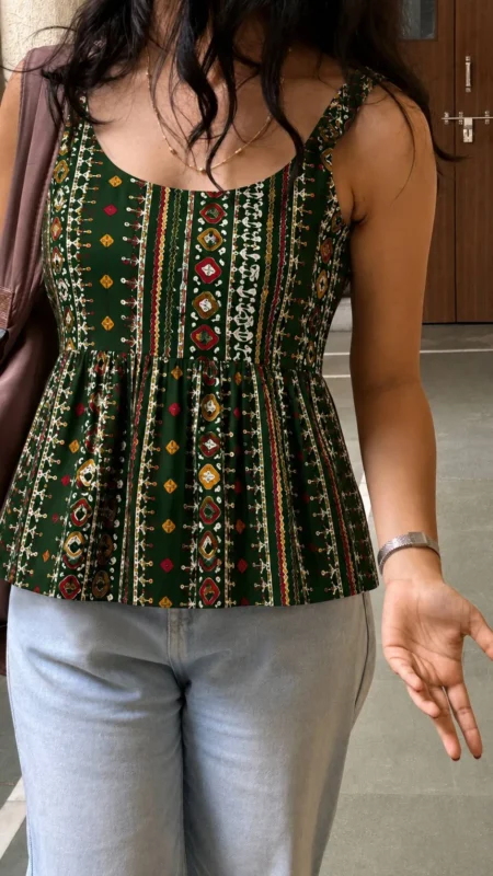 Latest SS2016 Bandhej Rayon Printed Short Top For Girls 2026