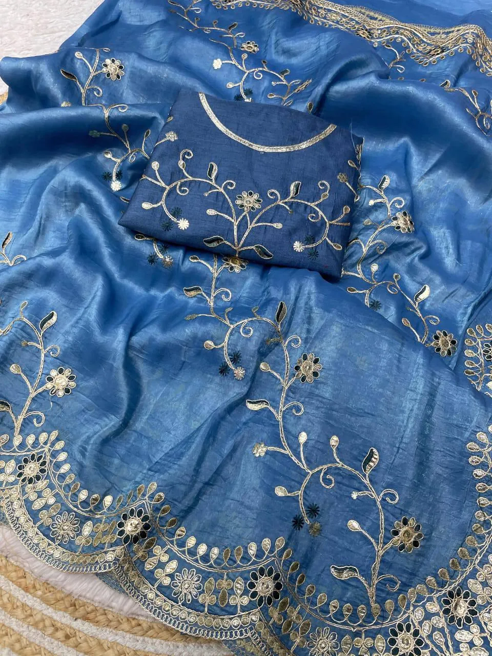 RBC 6016 Gold Crush Designer Gota Foil Work Festival Saree