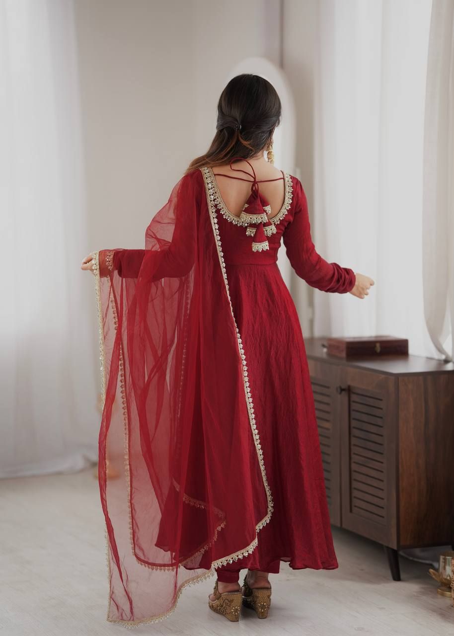Sabina 5355 Doremon Crush Mirror Work Festival Gown Pant Dupatta - Image 2