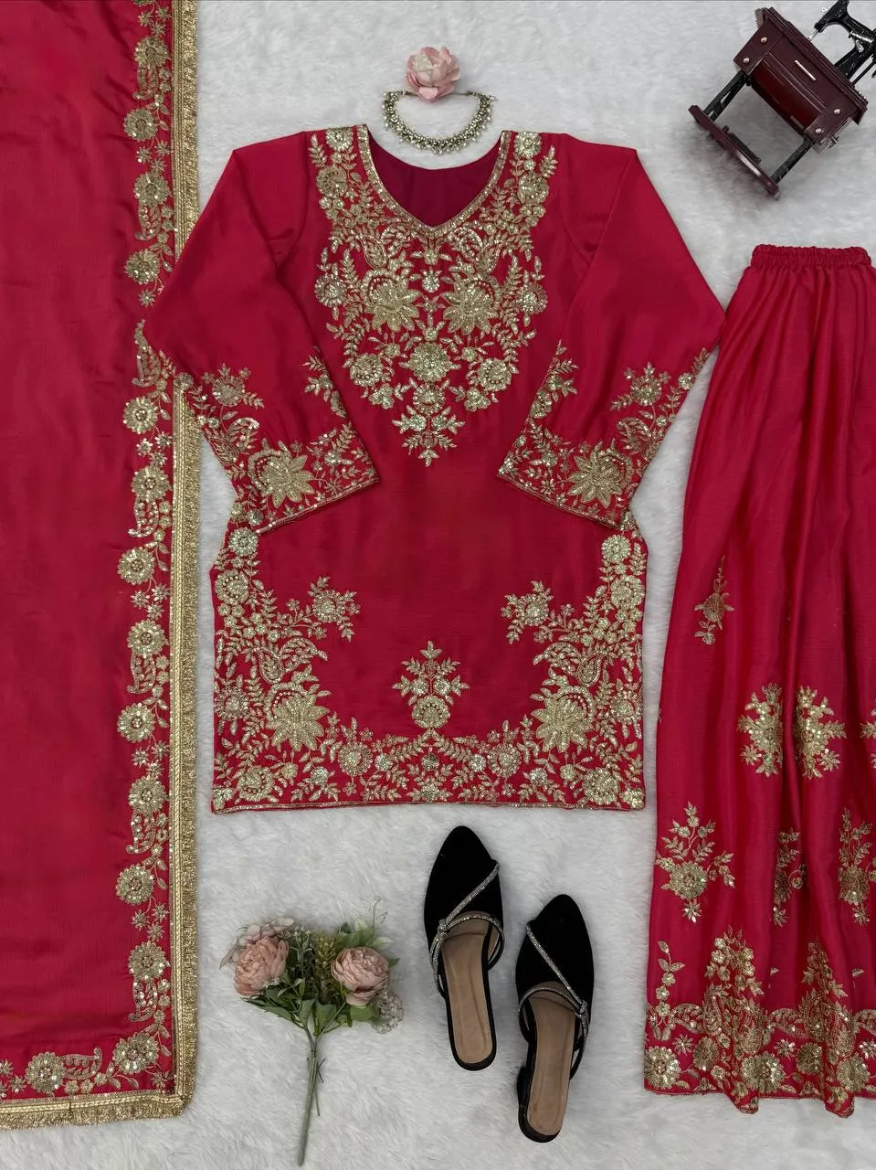 Launching Deepika 6041 Chinon Silk Thread Sequence Work Party Wear Sharara Suit 2026