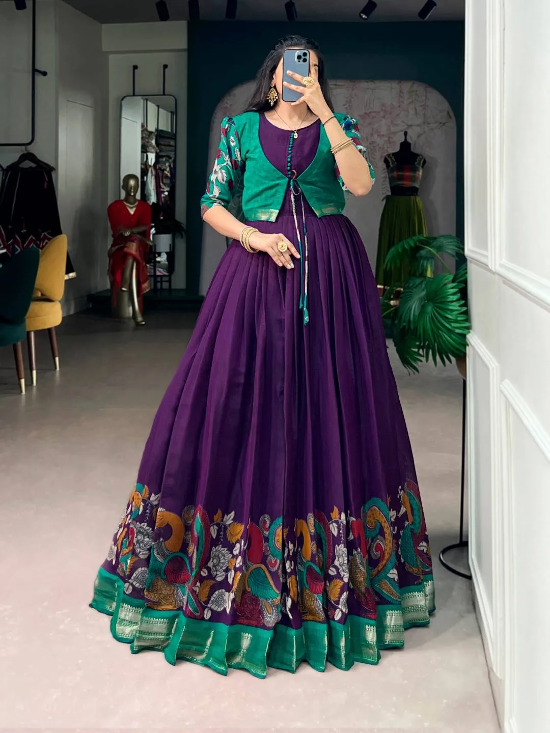 Launching WMN 5014 Chanderi Zari Weaving Work Festive Gown Wholesale 2026