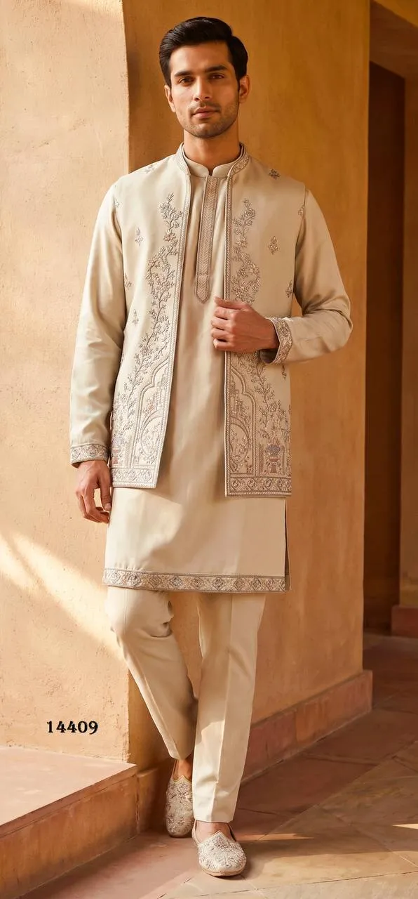 Beautiful Shyam Armani Sequence Work Wedding Kurta Pant With Embroidery Jacket 2026