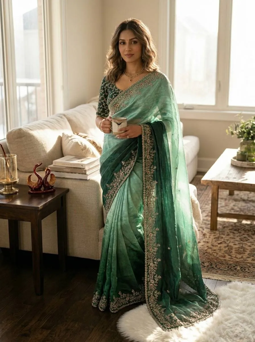 Stylish SS1010 5568 Fandy Chiffon Embroidery Work Saree Exporters Online 2026