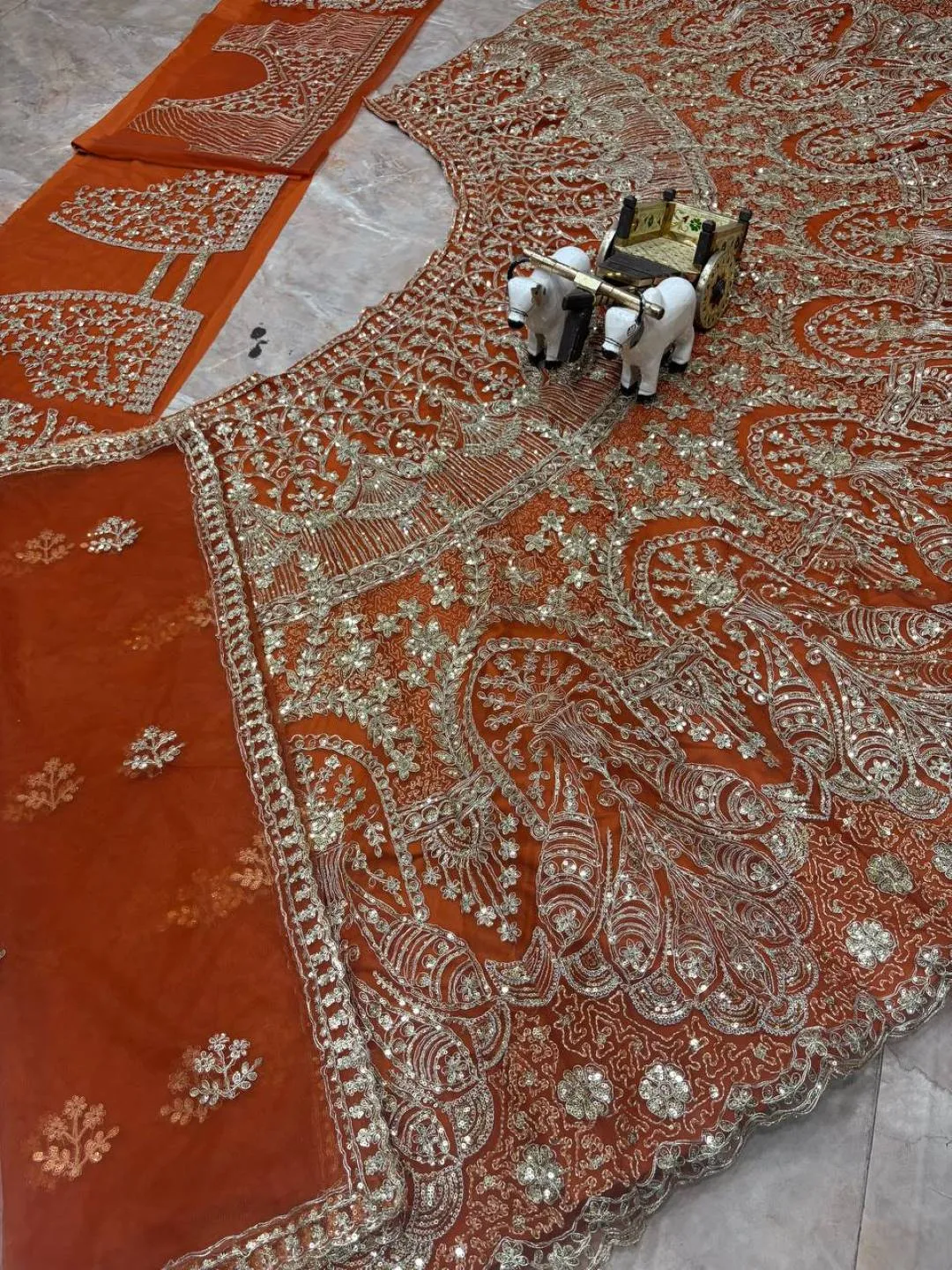SBD 1859 Net Embroidery Work Orange Lehenga Choli Wholesale Market