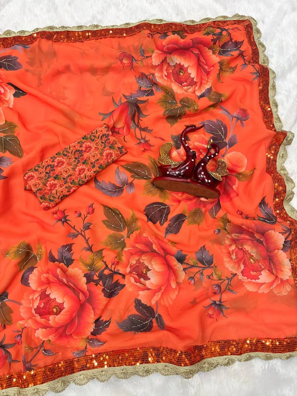 SS1010 5580 Georgette Printed Hand Work Party Wear Bollywood Saree