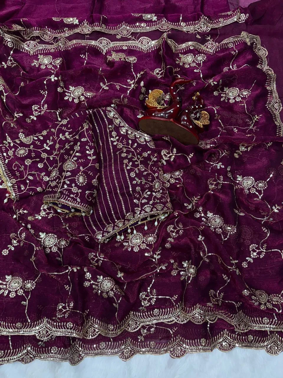 SS1010 5593 Fandy Chiffon Sequence Work Designer Saree Collection