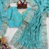 SS1010 5595 Vichitra Sequence Embroidery Work Festival Saree