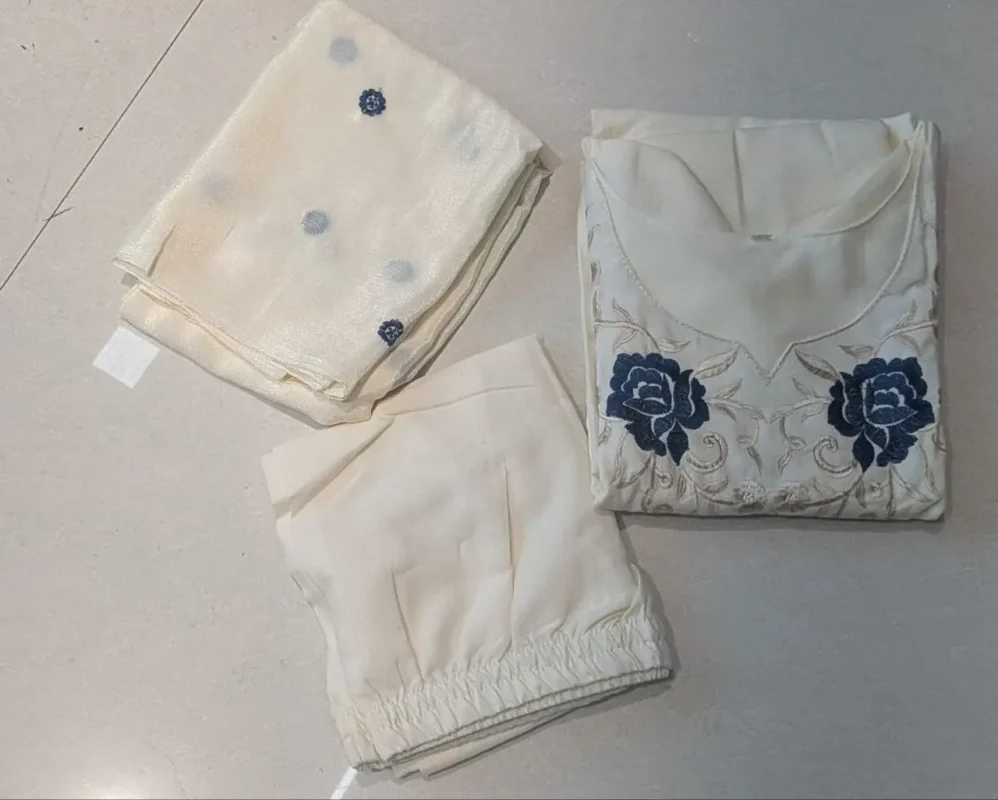 Stylish RRD Rayon Embroidery Work White Readymade Dress Online Sopping 2026