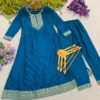 Latest Beauty J 1026 Vichitra Silk Embroidery Anarkali Gown Pant With Dupatta Set 2026
