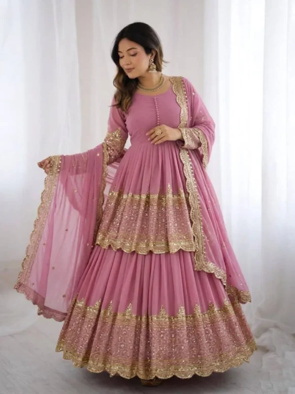 Beautiful Sabina Georgette Embroidery Sequence Work Party Wear Top Skirt With Dupatta 2026